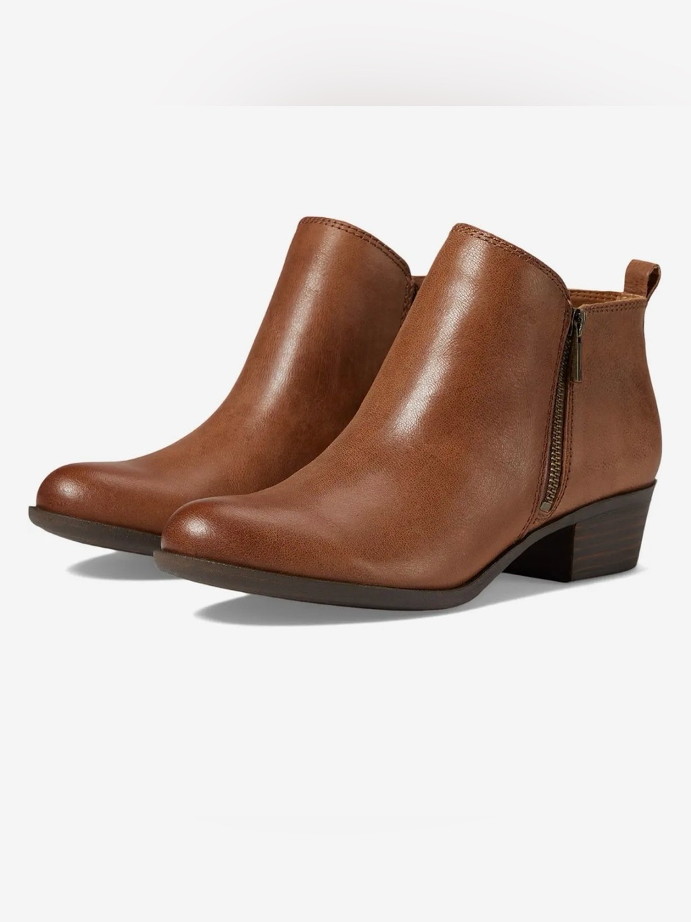 Lucky Brand Tan Leather Side-Zip Ankle Booties
